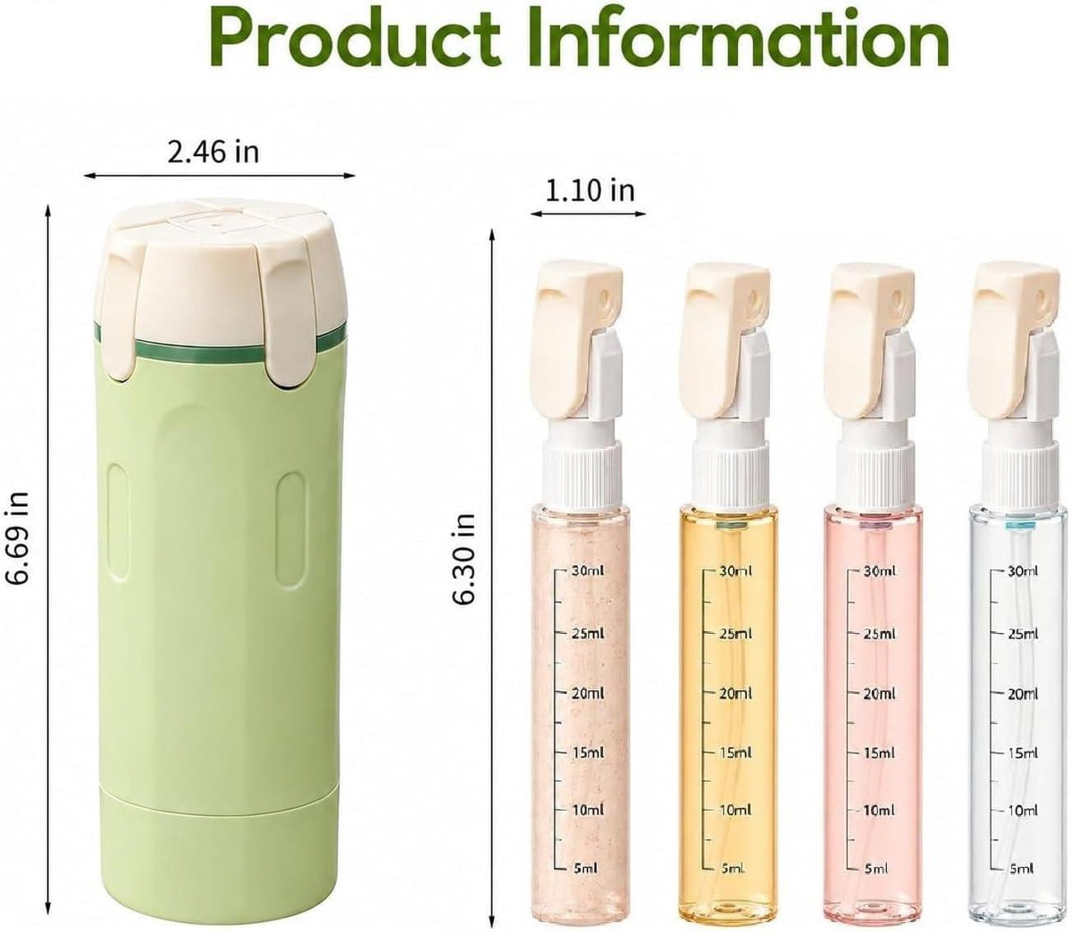 4-in-1 Refillable Travel Bottle Dispenser, 4 x 30 ml