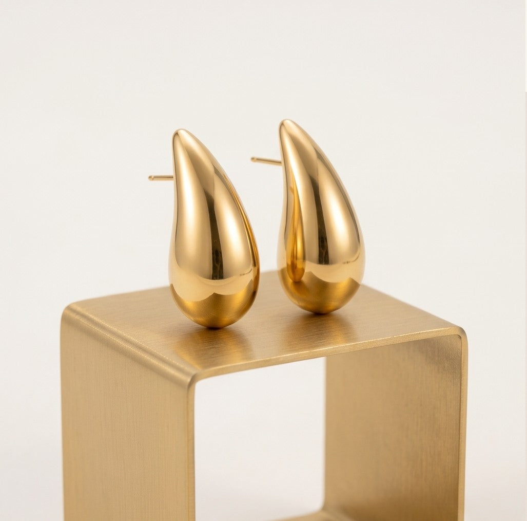 Pendientes Gota Aura — Plata de Ley 925 Baño en Oro 18k