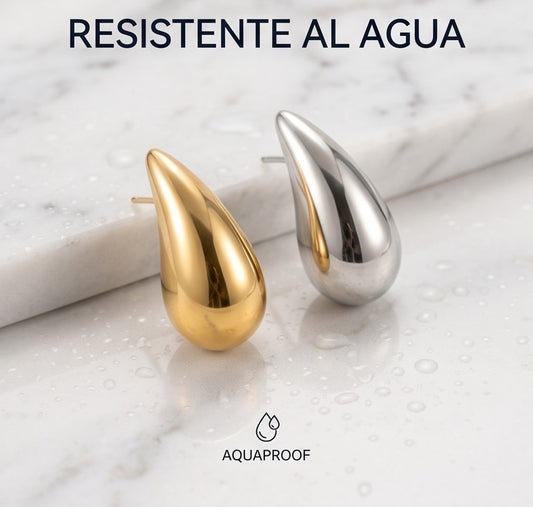 Pendientes Gota Aura — Plata de Ley 925 Baño en Oro 18k