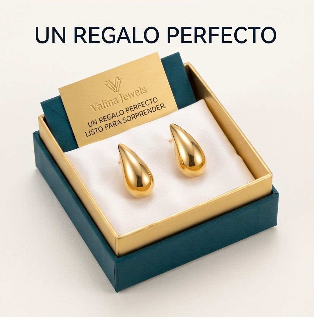 Pendientes Gota Aura — Plata de Ley 925 Baño en Oro 18k